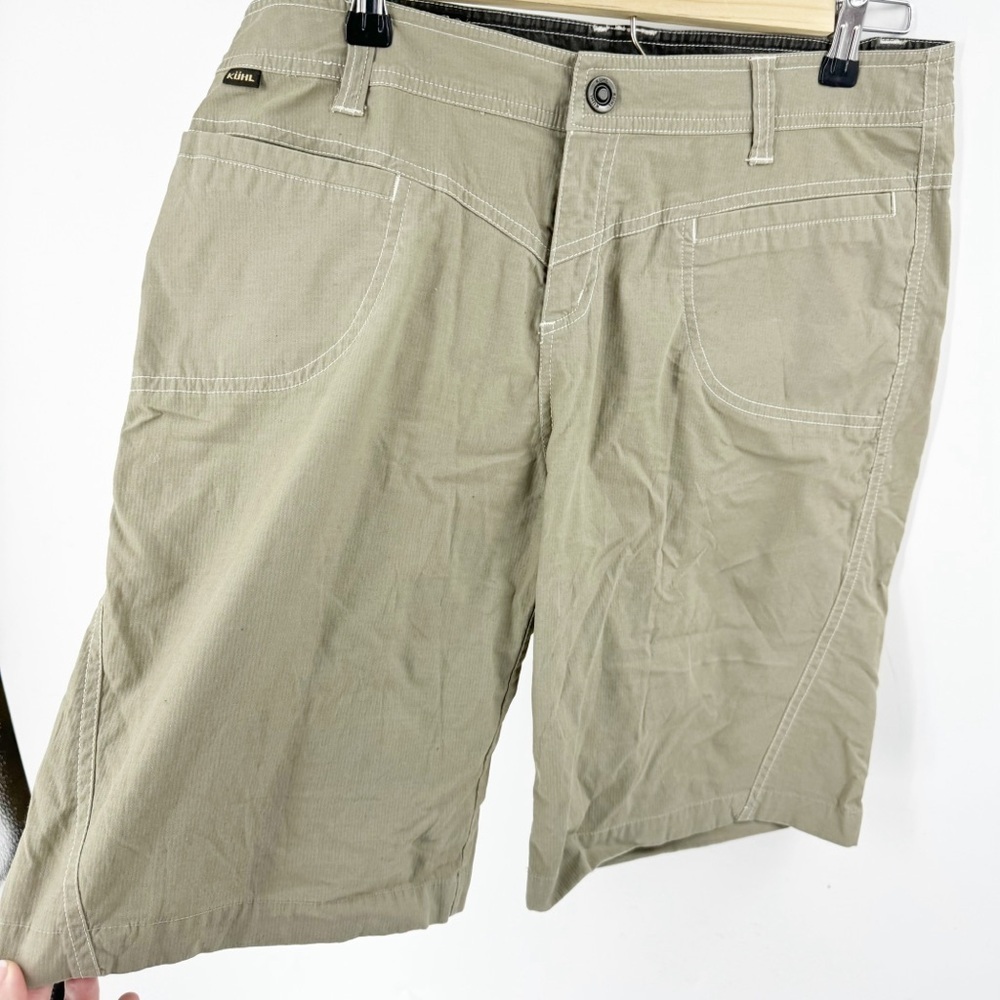 ✅ KUHL HIKING/OUTDOOR SHORTS KHAKI SIZE 12 POCKETS - Picture 3 of 8